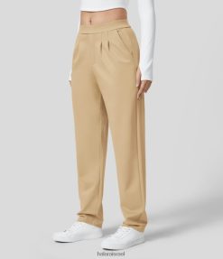 Halara נשים מכנסיים מחודדים לעבודה עם כיס צד משופשף באמצע עלייה XX0PF427 הַלבָּשָׁה taos taupe