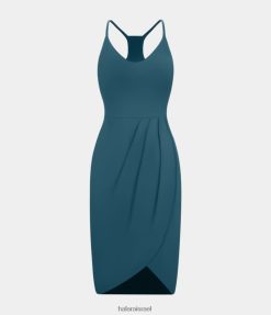 Halara נשים מכפלת א-סימטרית מפוצלת ללא גב, שמלת מידי קז'ואל קז'ואל ללא מכנסיים קצרים XX0PF1195 הַלבָּשָׁה כחול מיוליקה