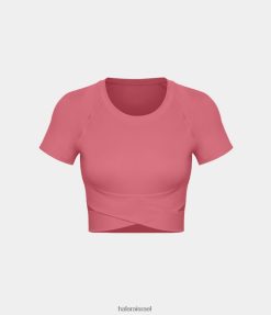 Halara נשים מכפלת קטיפה מוצלבת softlyzero חתוכה בגזרה עליונית ספורט קצוצה XX0PF1819 בגדים פעילים ביגוניה רוז'