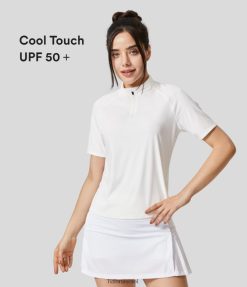 Halara נשים מעמד צווארון חצי רוכסן שרוול raglan מגניב מגע גולף ספורט טופ XX0PF1894 בגדים פעילים לבן