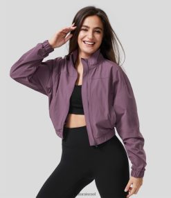 Halara נשים מעמד צווארון רוכסן כיס צד מעיל טיולים XX0PF2034 בגדים פעילים גומי סגול