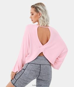 Halara נשים סווטשירט ספורט מזדמן עם שרוולים ארוכים ללא גב גזורה מוצלבת XX0PF2008 בגדים פעילים בקושי ורוד