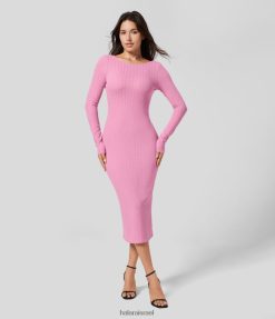 Halara נשים סירה צווארון סירה ללא גב שרוולים ארוכים bodycon midi קז'ואל XX0PF1124 הַלבָּשָׁה ציפוי ורוד