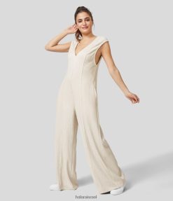 Halara נשים סרבל קז'ואל קז'ואל עם כיס צדדי ללא גב עם צלעות XX0PF2103 הַלבָּשָׁה לחש לבן