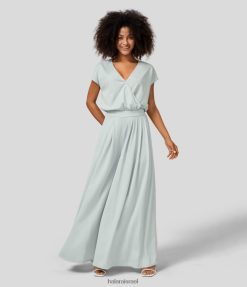 Halara נשים סרבל קז'ואל קז'ואל עם צוואר V צוואר קצר בכיס צד ברגל רחבה XX0PF2069 הַלבָּשָׁה כפור אובך צלול