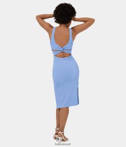 Halara נשים סריג מצולע ללא שרוולים ללא גב ללא גב בגזרה מעוותת מפוצלת bodycon midi קז'ואל XX0PF1128 הַלבָּשָׁה ויסטה כחול