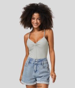 Halara נשים עליון קמי מזדמן מעוות צוואר V עם צלעות XX0PF1708 בגדים פעילים טל דבש מתוק