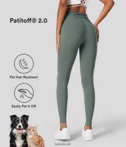 Halara נשים פטיטוף 2.0 עמיד לשיער חיות מחמד כיס צד עם מותניים גבוהים חותלות קז'ואל באורך מלא XX0PF1551 הַלבָּשָׁה ירוק אפור וושינגטון