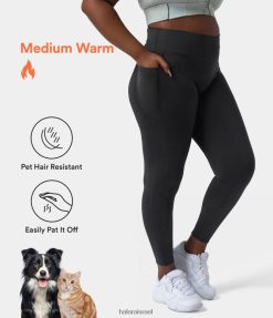 Halara נשים פטיטוף עמיד לשיער חיות מחמד כיס צד מוצלב צמר פלוס מידה חותלות קז'ואל 7/8 XX0PF1517 בגדים פעילים שָׁחוֹר