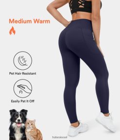 Halara נשים פטיטוף עמיד לשיער חיות מחמד פליסה מוצלבת כיס צדדי חותלות קז'ואל XX0PF1507 בגדים פעילים מעיל טווס