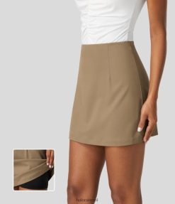 Halara נשים צד מותן גבוה רוכסן בלתי נראה 2 ב-1 קו חצאית מיני קז'ואל XX0PF498 הַלבָּשָׁה עין הנמר