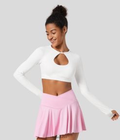 Halara נשים צוואר עגול חתוך חור אגודל ללא גב קצוץ מהיר יבש ספורט טניס טופ XX0PF1935 בגדים פעילים מְקוֹרִי