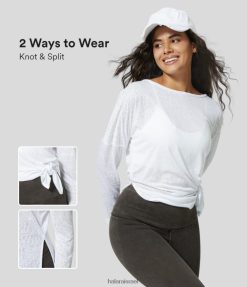 Halara נשים צוואר עגול כתף מפוצלת מכפלת ג'קארד יוגה ספורט טופ XX0PF1827 בגדים פעילים לבן