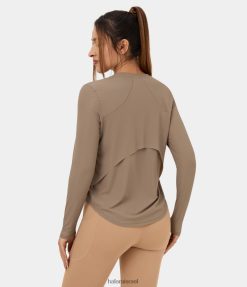 Halara נשים צוואר עגול מכפלת ניגודיות רשת יוגה ספורט טופ XX0PF1867 בגדים פעילים אמפורה