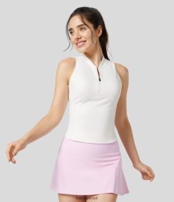 Halara נשים צווארון בייסבול חצי רוכסן דק גופיית גולף יבשה מהירה XX0PF1692 בגדים פעילים לבן