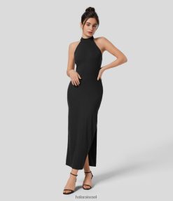 Halara נשים צווארון סטנד מצולע ללא שרוולים מכפלת מפוצלת bodycon midi קז'ואל XX0PF1092 הַלבָּשָׁה מְקוֹרִי