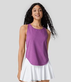 Halara נשים צווארון עגול עם מכפלת קמו ג'קארד מגניב מגע מסוג pickleball XX0PF1736 בגדים פעילים צבע עניבת ארומה סגול