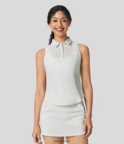 Halara נשים צווארון רוכסן מכפלת מעוקלת גופיית גולף מגניבה XX0PF1738 בגדים פעילים לבן כפור