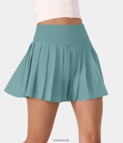 Halara נשים קו מיני קפלים בגזרת מותניים רוחבית ונעימה חצאית קז'ואל קז'ואל מהיר-ללא מכנסיים קצרים XX0PF556 בגדים פעילים כחול מינרלי