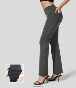 Halara נשים קסם באמצע העלייה כיסים מרובים שטוף ג'ינס סריג נמתח לעבודה XX0PF331 הַלבָּשָׁה ג'ינס מכובס אפור בהיר