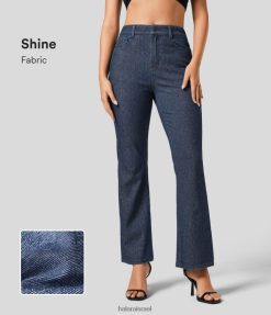 Halara נשים קסם בגזרת מותניים מרובים כיסים כסופים ברק נמתח ג'ינס קז'ואל בגזרת מגפיים XX0PF317 הַלבָּשָׁה ג'ינס מכסף כחול כהה