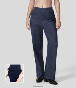 Halara נשים קסם גבוה מותן כיסים מרובים ישר רגל נמתחת סריג עבודה בויפרנד ג'ינס XX0PF416 הַלבָּשָׁה אינדיגו ג'ינס