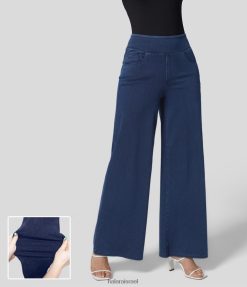 Halara נשים קסם מותניים גבוהים כיסים מרובים רגל רופפת ג'ינס עבודה סריג נמתח XX0PF109 הַלבָּשָׁה ג'ינס מכובס כחול נייבי