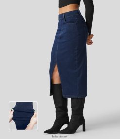 Halara נשים קסם עם מותניים מרובים כיסים bodycon מפוצל סריג ג'ינס קז'ואל סריג ג'ינס קז'ואל XX0PF704 הַלבָּשָׁה ג'ינס אינדיגו