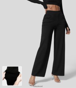 Halara נשים קסם עם מותניים מרובים כיסים רגליים ישרות ג'ינס עבודה סריג נמתח XX0PF396 הַלבָּשָׁה ג'ינס שחור