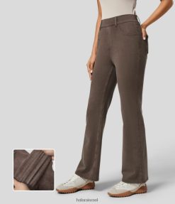 Halara נשים קסם עם מותניים מרובים מכבסים ג'ינס סריג נמתח וצבעוני XX0PF1406 הַלבָּשָׁה ג'ינס חום