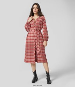 Halara נשים קשירת כפתור v צווארון קשירה קדמית עם שרוולים ארוכים שמלת מידי קז'ואל משובצת XX0PF1203 הַלבָּשָׁה משבצת שקיעה