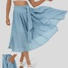 Halara נשים קשירת מותן גבוהה כיס צד קדמי מפוצל חצאית מידי קז'ואל זרימה XX0PF754 הַלבָּשָׁה כחול בהיר