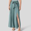 Halara נשים קשירת מותן גבוהה קדמית משופצת רגל רחבה מפוצלת מכנסיים מזדמנים פאלאצו XX0PF161 הַלבָּשָׁה ירוק טל בוקר