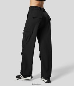 Halara נשים רוכסן כפתור בינוני עלייה בכיסים מרובים מתכוונן נעלי מטען מזדמנים מתכוונן XX0PF31 בגדים פעילים שָׁחוֹר