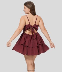 Halara נשים רצועה מתכווננת חסרת גב קשירה אחורית קומותית סלסול זורמת החלקה מיני קז'ואל כותנה שמלה במידות גדולות XX0PF1255 הַלבָּשָׁה רימון