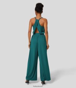 Halara נשים רצועה מתכווננת ללא גב חתוכה לכיס צדדי סרבל עבודה XX0PF2105 הַלבָּשָׁה ירוק טורקיז
