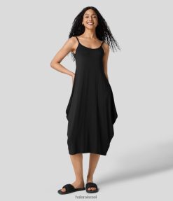 Halara נשים רצועה מתכווננת ללא גב שמלת החלקה קז'ואל מרגיעה XX0PF1153 הַלבָּשָׁה שָׁחוֹר