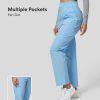 Halara נשים רצועת מותן אלסטית גבוהה עם כיסים מפוצלים מכנסי עבודה מוצקים XX0PF438 הַלבָּשָׁה שמיים כחולים תכלת
