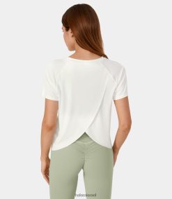 Halara נשים רשת קונטרסט מפוצלת שרוול קצר מגע מגניב יוגה ספורט טופ XX0PF1805 בגדים פעילים לבן