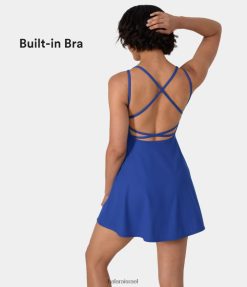 Halara נשים שמלה אקטיבית ללא גב ללא גב XX0PF786 בגדים פעילים כחול אסטר