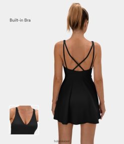 Halara נשים שמלה אקטיבית לריקוד כיס softlyzero ללא גב ללא גב XX0PF780 בגדים פעילים שָׁחוֹר