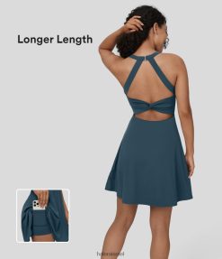 Halara נשים שמלה אקטיבית לריקוד מיני מעוות חסרת גב - באורך ארוך יותר XX0PF769 בגדים פעילים כחול מיוליקה