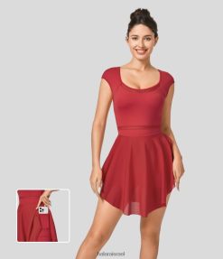 Halara נשים שמלה אקטיבית לריקוד מיני רשת ניגודית 2 ב-1 כיס צד XX0PF968 בגדים פעילים סמבה