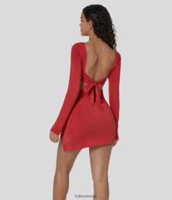 Halara נשים שמלת bodycon מיני קז'ואל קשירה ללא גב XX0PF1058 הַלבָּשָׁה אדום עילית