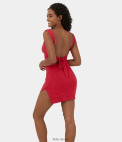 Halara נשים שמלת bodycon מיני קז'ואל קשירה ללא גב XX0PF972 הַלבָּשָׁה אדום אמיתי
