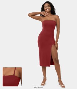Halara נשים שמלת מידי קז'ואל מתכווננת ונשלפת ללא גב XX0PF1239 הַלבָּשָׁה דליה אדומה