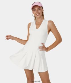 Halara נשים שמלת מיני גולף אקטיבית עם צווארון V ללא שרוולים XX0PF809 בגדים פעילים לבן