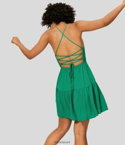 Halara נשים שמלת מיני קז'ואל מתכווננת ללא גב, רצועה מתכווננת משופצת זורחת XX0PF973 הַלבָּשָׁה תוכי