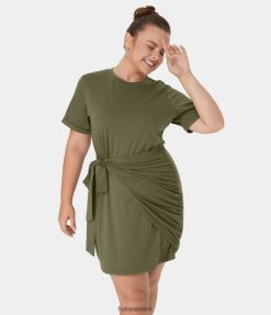 Halara נשים שמלת מיני קז'ואל רגילה בצווארון עגול XX0PF2153 הַלבָּשָׁה מְקוֹרִי