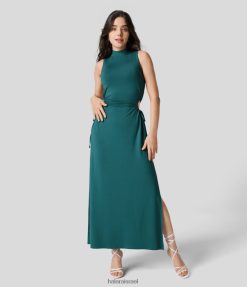 Halara נשים שמלת מקסי קז'ואל מפוצלת עם צווארון מדומה ללא שרוולים XX0PF1192 הַלבָּשָׁה Chesapeake Bay